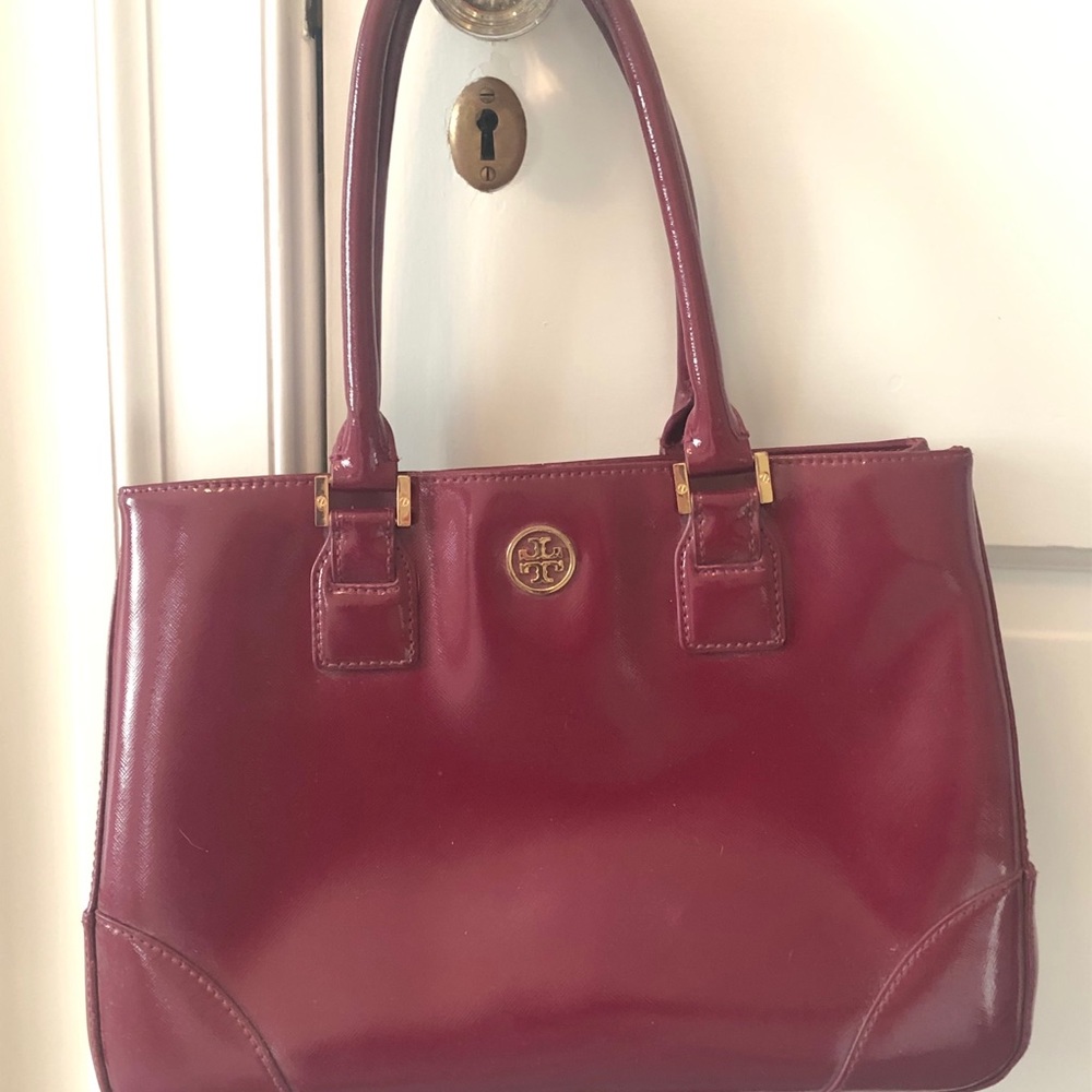 Tory Burch Patent Maroon / Cranberry Tote